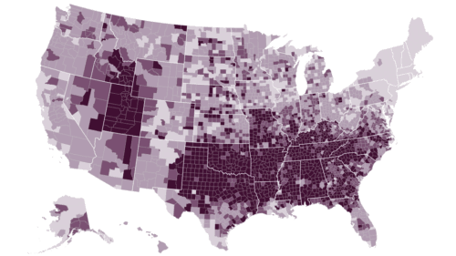 Evangelical Protestants and Mormons map